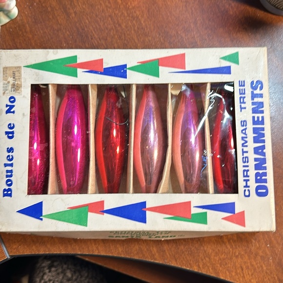 6 Vtg Xmas tree raindrop or teardrop glass ornaments- made in Poland - Picture 6 of 7